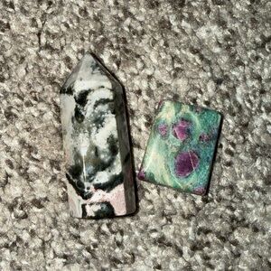 Unique Heart chakra crystal set (pink zebra jasper & ruby fuschite)